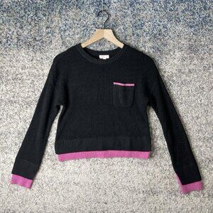 Design History XL Black Crew‎ Neck Sweater Pink Gold & Blue Sequin Accents NWT